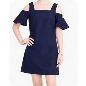J Crew‎ Dress Navy Blue Textured Size XS Boho Preppy Beachy